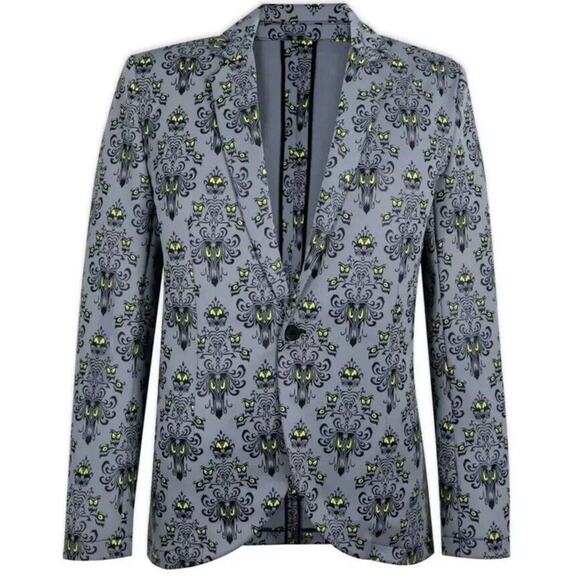 Disney Jackets & Blazers - NEW Haunted Mansion Wallpaper Printed Suit Jacket Blazer Glow In The Dark S/M
